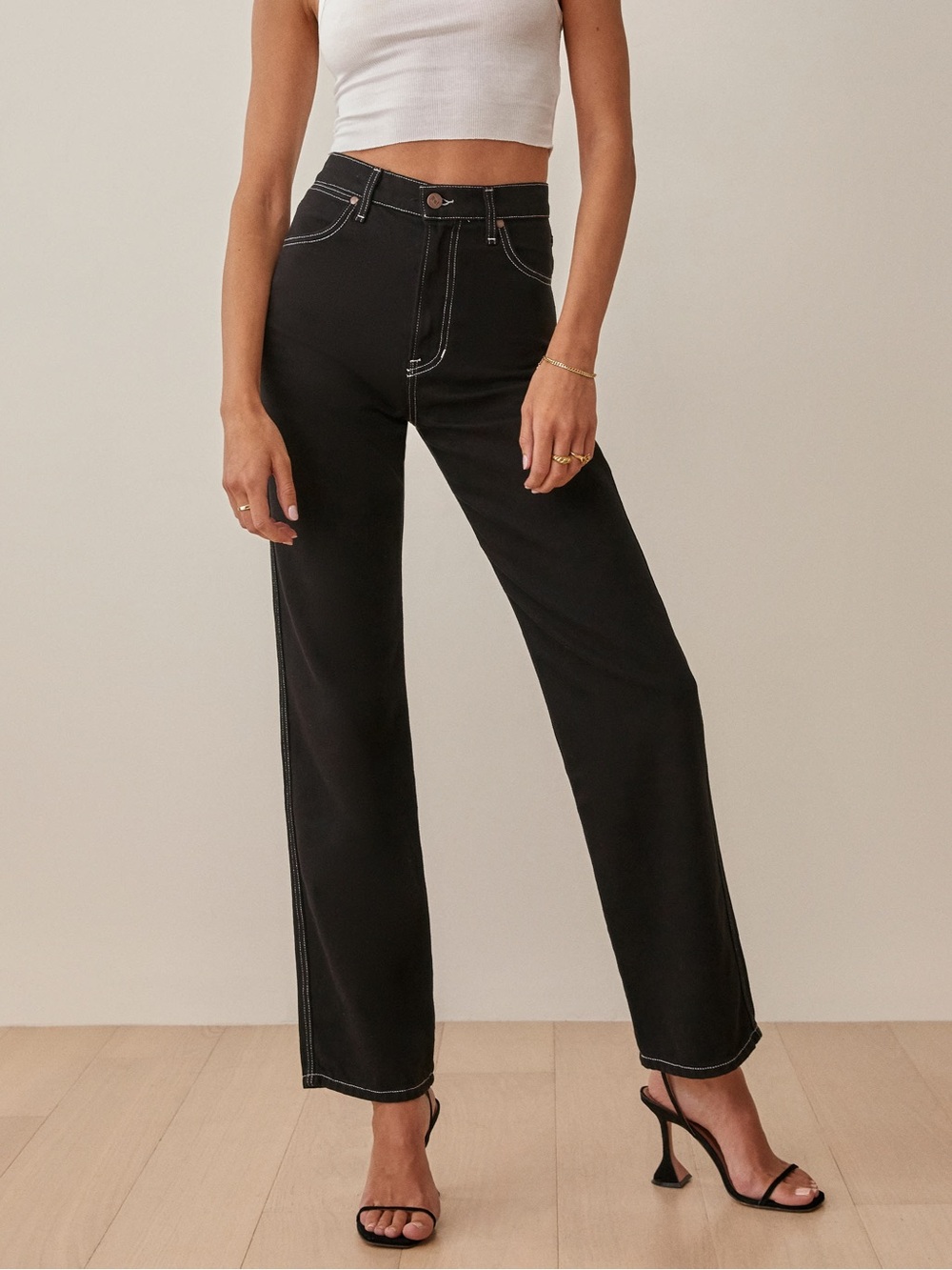 Reformation Cowboy High Rise Straight Jean size 25 in Black